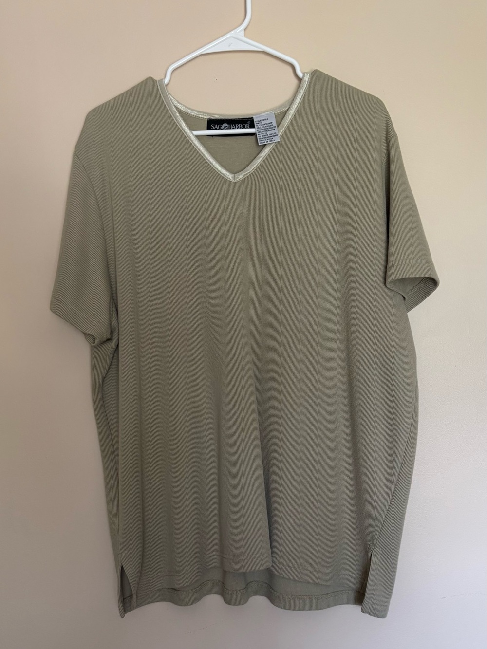 Sag Harbor Women's Short Sleeve V-Neck Top - Olive